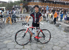 趣味の自転車で富士山五合目に行ったとき。大学時代にはニュージーランド1周もしたそう